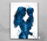 Mother and Son Watercolor Print Parent Gift Family Mother and Children Mother and Kids Mum Baby Shower Motherhood Gift Nursery Wall Art-392