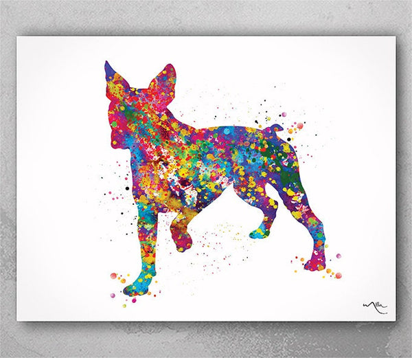 Boston Terrier Watercolor Print Personalised Gift Pet Add Best Doglover Gift Veterinary Decor Terrier Art Pet Animal Dog Poster Dog Art-1593