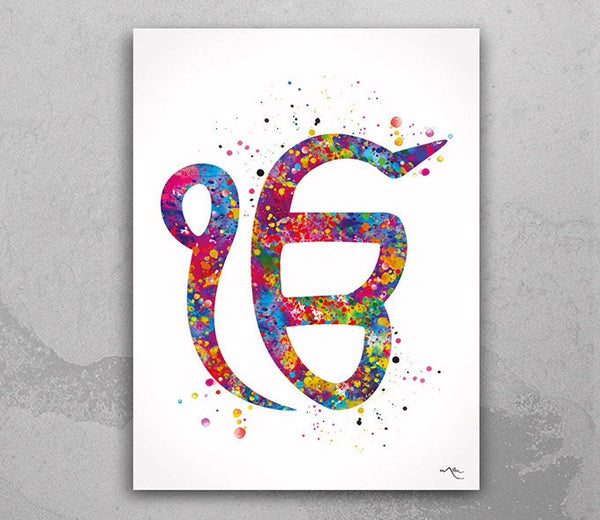 Ek Onkar Art Watercolor Print Poster Wall Decor Art Khanda Symbol Sikh ik onkar Wedding Gift Sikhism Sikh Gift Home Decor Wall Hanging-1256