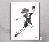 Handball Player Girl Personalized Watercolor Print Female Handball Player Gift Teen Handball Woman Personalized Gift Customize Wall Art-2669