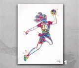 Handball Player Girl Personalized Watercolor Print Female Handball Player Gift Teen Handball Woman Personalized Gift Customize Wall Art-2669
