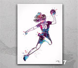 Handball Player Girl Personalized Watercolor Print Female Handball Player Gift Teen Handball Woman Personalized Gift Customize Wall Art-2669