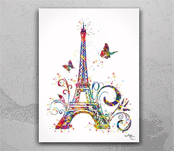 Eiffel Tower Watercolor Print Housewarming Gift Honeymoon Gift Travel Gift Paris Anniversary Wall Decor Home Decor Office Wall Hanging-80