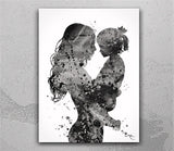 Mother and Daughter Watercolor Print Mother and Baby Kids Midwifery Memorial Gift Memory gift New Mum Baby Shower Art Mother Day Gift-1980