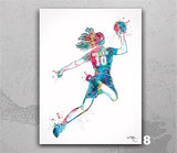 Handball Player Girl Personalized Watercolor Print Female Handball Player Gift Teen Handball Woman Personalized Gift Customize Wall Art-2669