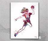 Handball Player Girl Personalized Watercolor Print Female Handball Player Gift Teen Handball Woman Personalized Gift Customize Wall Art-2669