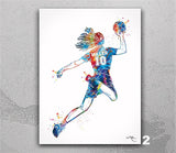 Handball Player Girl Personalized Watercolor Print Female Handball Player Gift Teen Handball Woman Personalized Gift Customize Wall Art-2669