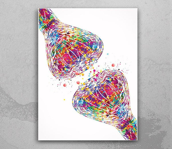 Synapse Receptor Watercolor Print Science Poster Neurology Art Neuroscience Medical Art Brain Graduation Gift Clinic Office Decor Gift-1337