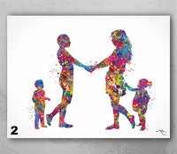 Two Moms and Two Kids Watercolor Print Same Sex New Moms LGBT Family Love Wins Wedding Gift Wall Art Gay Lesbian Gift Mrs and Mrs-1979