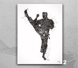 Karate Wall Art Watercolor Print Fight Sports Art Martial Art Karate Mancave Wall Art Sports Room Boy Male Poster Wall Hanging Sports-2684
