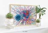 Cancer Cell and T-Cells Watercolor Print Immune Cells Medical Art Science Histology T Cell Attacking Oncology immunology Clinic  Chemo-2679