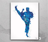Karate Wall Art Watercolor Print Fight Sports Art Martial Art Karate Mancave Wall Art Sports Room Boy Male Poster Wall Hanging Sports-2684