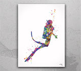 Scuba Diver Girl Watercolor Print Diver Woman Housewarming Scuba Diving Art Scuba Poster Teen Room Sport Home Decor Wall Hanging Poster-2701