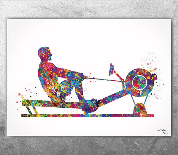 Rowing Man Watercolor Print Sports Art Rowing Machine Workout Room Man Cave Workout Decor Mancave Rowing Machine Kayak Boy Wall Art-2706