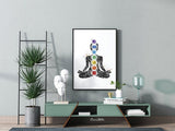 Chakras Watercolor Print Yogi Yoga Mediation Mindfulness Yoga Studio Meditating Woman Yoga Girl Female Wall Decor Spiritual Wall Art-2086