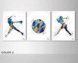 Softball Player Girl Watercolor Print Set Player Female Woman Pitcher Catcher Print Set Baseball Poster Gift Sport Girls Room Wall Art-2748