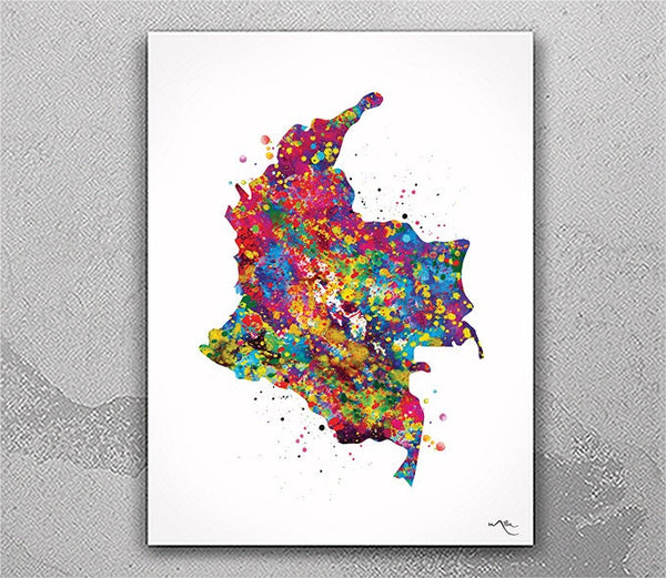 Colombia Map Watercolor Print Anniversary Wall Art Wedding Gift Honeymoon Engagement Gift Wall Hanging Housewarming Gift Wall Decor-2735