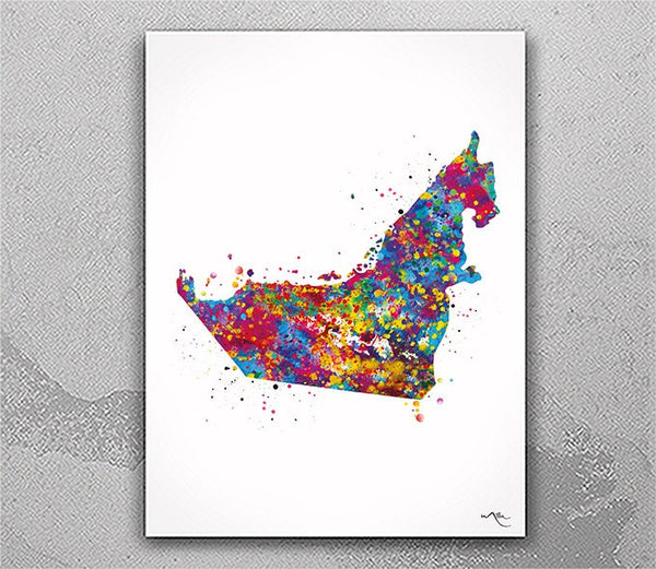 United Arab Emirates Map Watercolor Print Travel Gift Dubai Wedding Wall Art Decor Housewarming Gift Home Decor Office Wall Hanging-2738