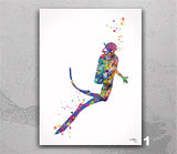 Scuba Diver Man Watercolor Print Diver Male Housewarming Man Cave Scuba Diving Art Poster Teen Boy Sport Home Decor Wall Hanging Poster-2744