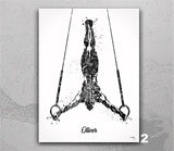 Male Gymnast Personelized Watercolor Print Boy Gymnastic Gift Gym Male Gymnast On Still Rings Personalized Gift Customize Gift Wall Art-2749