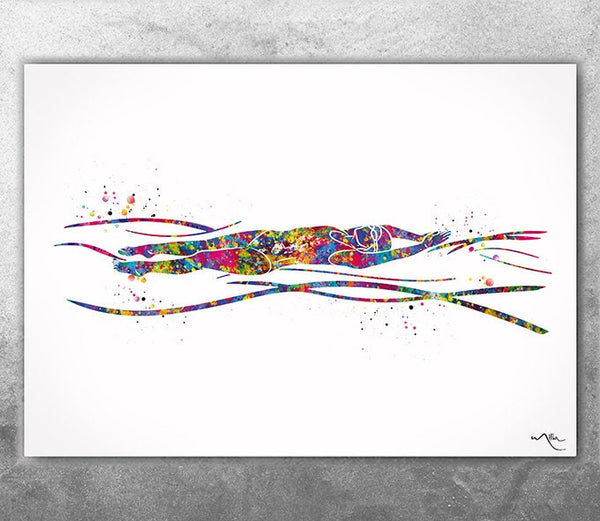 Swimmer Art Watercolor Print Backstroke Swimmer Girl Gift Art Housewarming Swimming Wall Decor Room Decor Nursery Sport Wall Art-2755