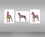 Doberman Dog Watercolor Print Set Dog Art Customizable Animal Poster Doglover Gift Dog Lover Doberman Memorial Gift Poster Wall Hanging-2756