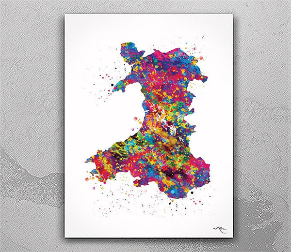 Wales Map Watercolour Print, United Kingdom Watercolor, Housewarming Gift, UK Map, Great Britain Map, English Home Decor, Wall Hanging-2754