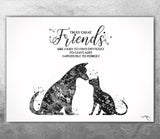 Cat and Dog Friend Quote Watercolor Print Pet Gift Pet Dog Love Friendship Gift Housewarming Gift Pet Wall Art Doglover Gift Veterinary-1637