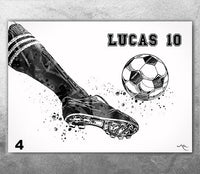 Soccer Poster Personelized Watercolor Print Male Football Gift Soccer Player Boy Soccer Man Personalized Gift Customize Gift Wall Art-2760