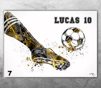 Soccer Poster Personelized Watercolor Print Male Football Gift Soccer Player Boy Soccer Man Personalized Gift Customize Gift Wall Art-2760