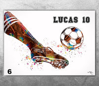 Soccer Poster Personelized Watercolor Print Male Football Gift Soccer Player Boy Soccer Man Personalized Gift Customize Gift Wall Art-2760