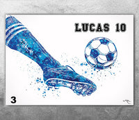 Soccer Poster Personelized Watercolor Print Male Football Gift Soccer Player Boy Soccer Man Personalized Gift Customize Gift Wall Art-2760