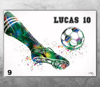 Soccer Poster Personelized Watercolor Print Male Football Gift Soccer Player Boy Soccer Man Personalized Gift Customize Gift Wall Art-2760