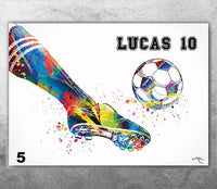 Soccer Poster Personelized Watercolor Print Male Football Gift Soccer Player Boy Soccer Man Personalized Gift Customize Gift Wall Art-2760