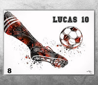 Soccer Poster Personelized Watercolor Print Male Football Gift Soccer Player Boy Soccer Man Personalized Gift Customize Gift Wall Art-2760