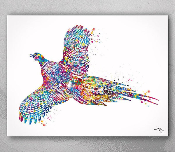 Pheasant Watercolor Print British Wildlife Farm Animal Decor Duckling Valentines Gift Love Cottage Decor Watercolor Bird Print-2773