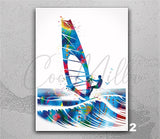 Windsurfing Art Watercolor Print Windsurfer Boy Wall Art Wall Decor Summer Ocean Sea Themed Decor Home Decor Mancave Gift Wall Hanging-2793 - CocoMilla