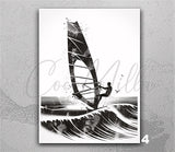 Windsurfing Art Watercolor Print Windsurfer Boy Wall Art Wall Decor Summer Ocean Sea Themed Decor Home Decor Mancave Gift Wall Hanging-2793 - CocoMilla