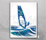 Windsurfing Art Watercolor Print Windsurfer Boy Wall Art Wall Decor Summer Ocean Sea Themed Decor Home Decor Mancave Gift Wall Hanging-2793 - CocoMilla