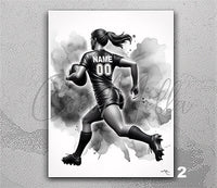 Personalized Rugby Player Girl Watercolor Print Female Rugby Gift Rugby Football Player Woman Rugby Personalised Customize Wall Art-2829