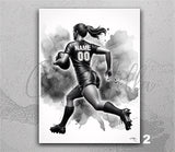 Personalized Rugby Player Girl Watercolor Print Female Rugby Gift Rugby Football Player Woman Rugby Personalised Customize Wall Art-2829