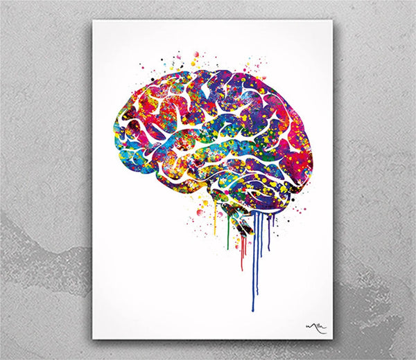 Brain Anatomy Watercolor Print Medical Art Science Art Wall Decor Wall Art Neurology Human Brain Doctor Gift Science Poster Wall Hanging-428