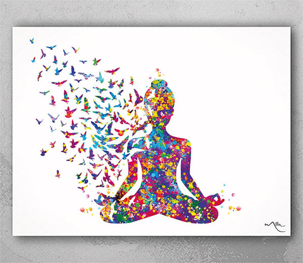 Yoga Art, Yogi, Yoga Poster, Yoga Pose, Yoga Print, Yoga Woman Watercolor, Yoga Studio, Sukhasana Pose, Yoga Wall Decor, Yoga Gift, Yoga-899