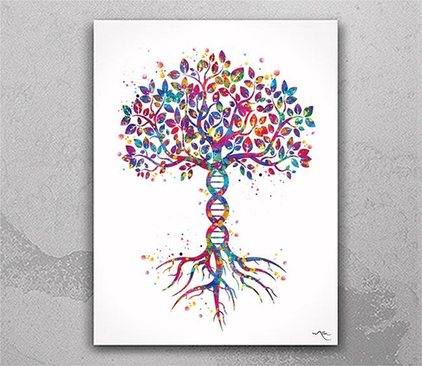 DNA Tree Watercolor Art Print Medical Symbol Wall Art Nurse Gift Medical Science Art Gift Doctor Home Decor Biology Office Science Decor-577