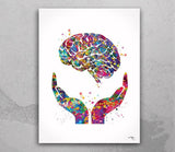 Brain Health Watercolor Print Mental Health Medical Art Science Art Wall Decor Wall Art Neurology Human Brain Anatomy Gift Wall Hanging-288