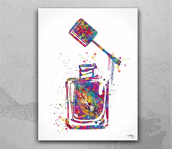 Nail Polish Watercolor Print Makeup Nail Salon Wall Art Nail Decor Beauty Salon Decor Make-up Art Cosmetics Nail Art Christmas Gift-1073