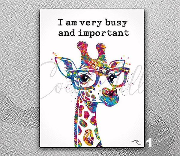Giraffe, I Am Very Busy Quote, Watercolor Print, Dorm Poster, Home Office Sign, Home Decor, Wall Hanging, Nerdy, Fun Office Decor Gift-2876