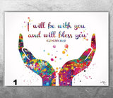 Bless You Quote, Watercolour Print Bible Verse Modern Christian Home Decor Housewarming Gift Wall Art Office Decor Calligraphy Typo Art-2847