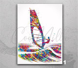 Windsurfing Art Watercolor Print Windsurfer Boy Wall Art Wall Decor Summer Ocean Sea Themed Decor Home Decor Mancave Gift Wall Hanging-2793 - CocoMilla