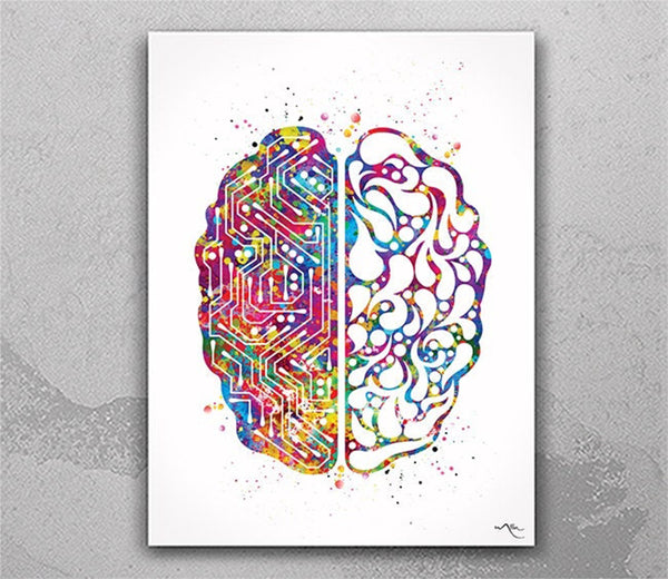 Brain Anatomy Circuit Board Watercolor Print Science Art Computer Art Neurology Human Brain Engineer Gift Brain Science Poster Wall Art-1110